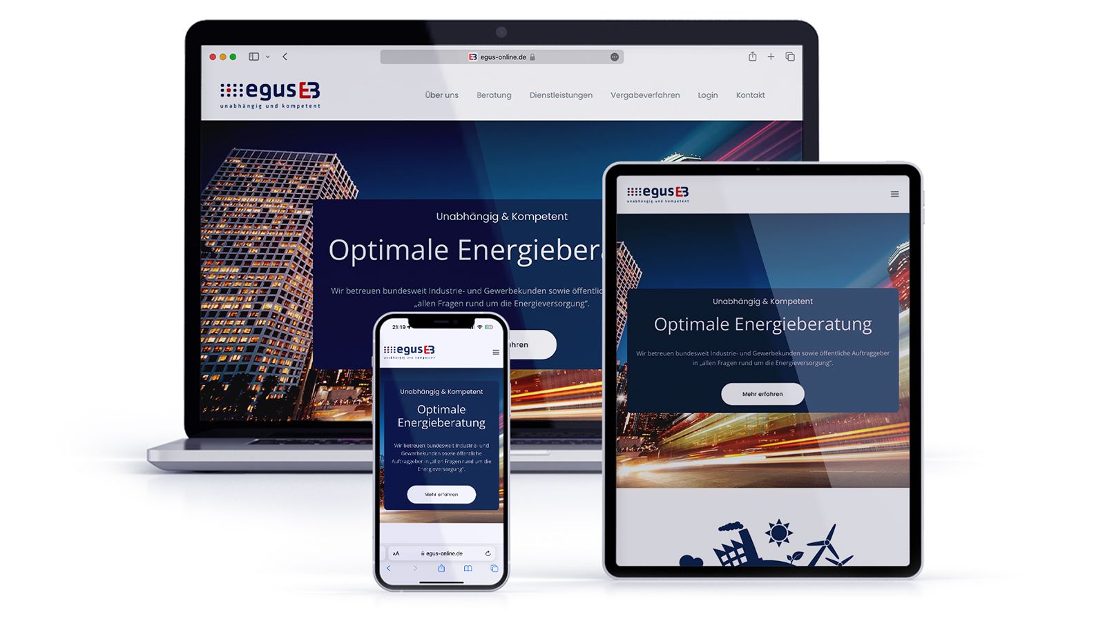 Responsive Webdesign der egus Energieberatung GmbH & Co. KG